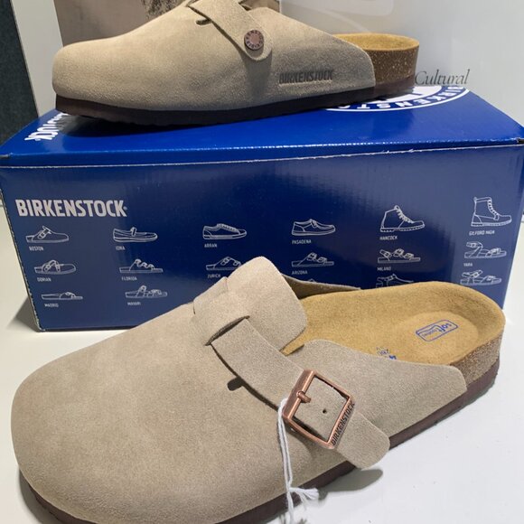 Birkenstock Boston Wome Taupe Suede Leather Soft Footbed New w/box Narrow/Wide - Picture 6 of 9